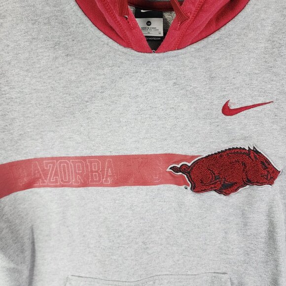 Mens Gray & Red Nike Arkansas Razorbacks Hoodie Sweatshirt Long Sleeve Size M - Picture 3 of 10